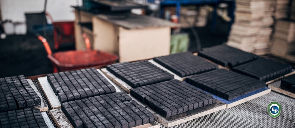 Briquettes being made