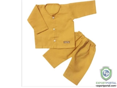 Butterscotch Yellow Baby Top Bottom Set In Cotton