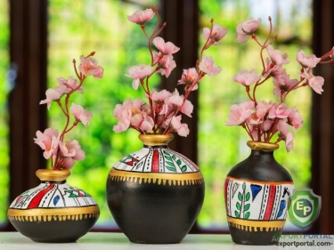 New Designs Warli Terracotta Pot Set for Home Interior Decor