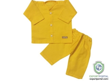 Cotton Baby Clothing Set In Yellow