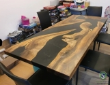 Custom Made Acacia Dining Epoxy Resin Dining Table Top