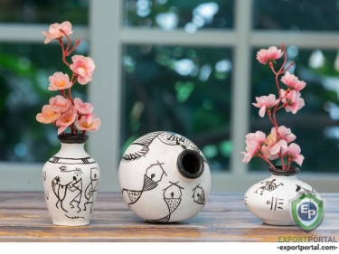 InlandGrown Terracotta Clay Warli Vases set of 3