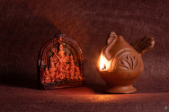 Handcrafted Clay Durga And Clay Diya set