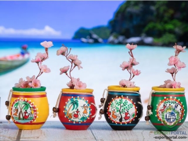 Multicolor Beaded Designs Flower Vase for Indoor