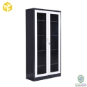 Metal Locker 4 Adjustable Shelves Two Glass Swing Door Steel Cabinet