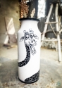 Blue Pottery Cylinder Vase for Home Decor - Vase With A Gaze