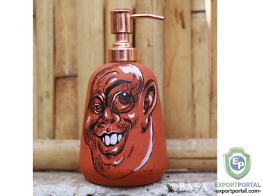 Terracotta Soap Dispenser Bathroom - Shrek Smile