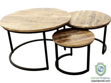 Nested round coffee table set of 3