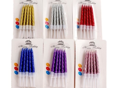 Threaded color Birthday Candles 10 pack