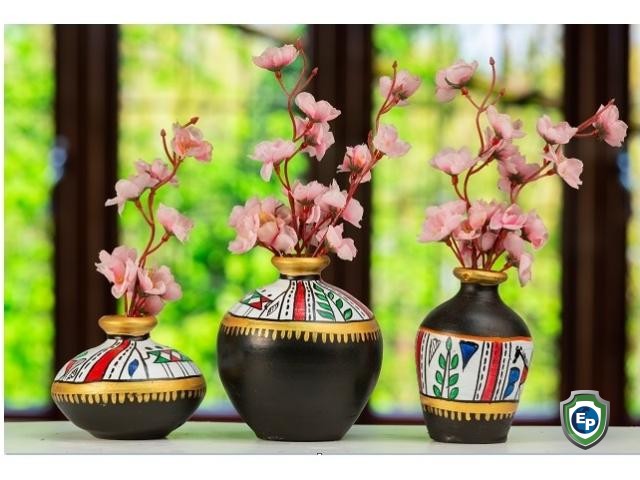 Warli Painting Terracotta Pot Set Home Decoration
