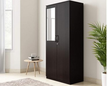 Solimo Vega Engineered Wood 2 Door Wardrobe with Half Mirror