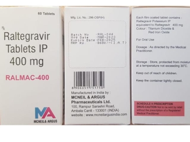 Raltegravir Potassium I.P Tablets 400 mg
