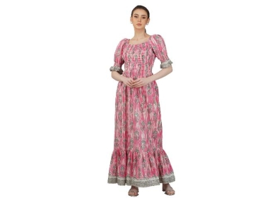Cotton Dress Floral Maxi Dress For Women
