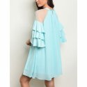 JED Women's Mesh Sleeve Ruffled Tunic Dress