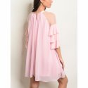 JED Women's Mesh Sleeve Ruffled Tunic Dress
