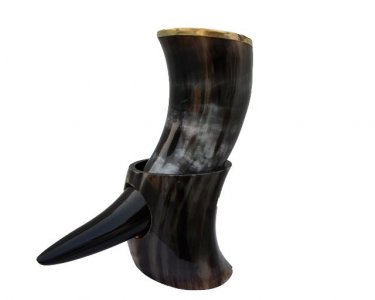 Natural Drinking Horn with Stand Viking Drinking Horn, Medieval Horn