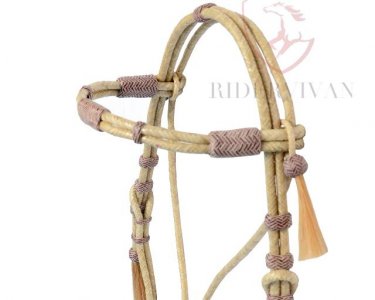 Natural Rawhide and Brown Knotted Headstall with Horse Hair Tassle.