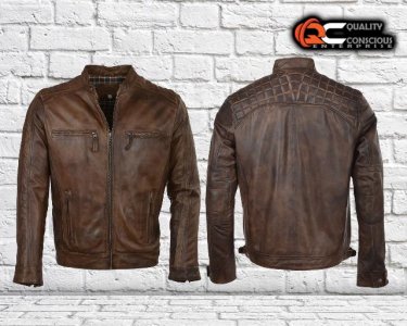 Fashion Brown Leather Jacket For Men