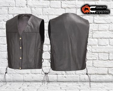 Men Cowhide Biker Leather Vest