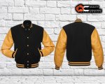 Black And Gold Vinyl Varsity Jacket