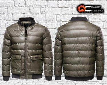 Cotton-Padded Men's Pu Leather Jacket
