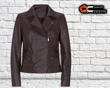 New Ladies Dark Brown Leather Jacket