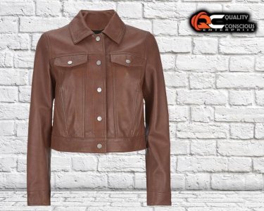 Brown Ladies Leather Jacket