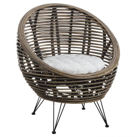 Grey pulut rattan and metal armchair Mississippi.MFA2900C