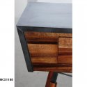 Solid suar wood and metal console table with 2 drawers.