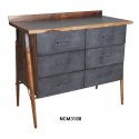 Solid suar wood and metal chest of 6 drawers .