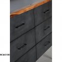 Solid suar wood and metal chest of 6 drawers .