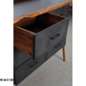 Solid suar wood and metal chest of 6 drawers .