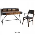 Solid suar wood and metal set including a desk and an armchair.