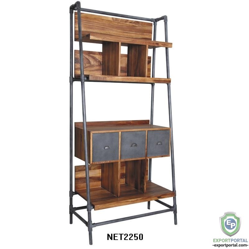 Solid suar wood and metal shelf