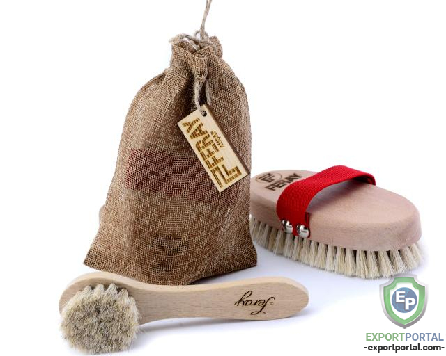 Natural Horsehair skin and face brush Set