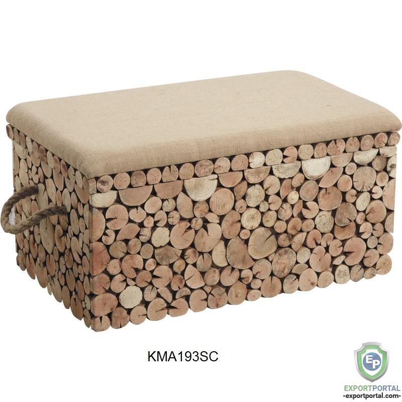 Pine bench seats with jute seat and log coating