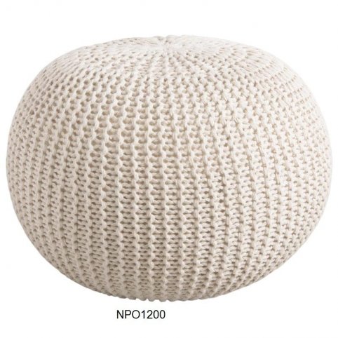Pouf in wool ball with polystyrene beads.