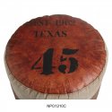 Pouf round in cotton and leather, lined with polyester fiber.