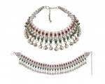 INDIAN BOLLYWOOD CRYSTAL KUNDAN WEDDING BELL CHARMS ANKLET SET