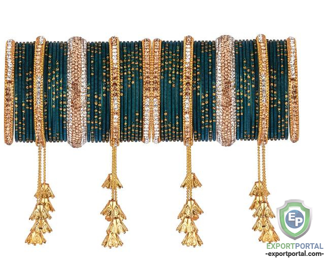 Indian Boho Antique Oxidized Jewelry Crystal Metal Bracelet Bangle Set