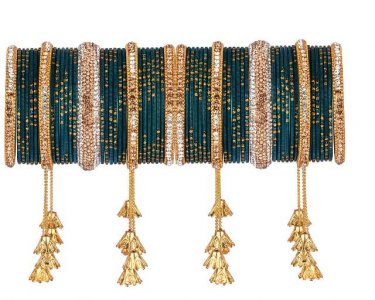 Indian Boho Antique Oxidized Jewelry Crystal Metal Bracelet Bangle Set