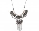 Indian Oxidized Silver Boho Bohemian Tassel Choker Statement Necklace