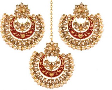 Indian Bollywood Crystal Maang Tikka Earrings Jewelry Set