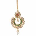 Indian Bollywood Crystal Kundan Maang Tikka Head Chain Bridal Jewelry