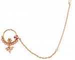 Indian Crystal Kundan Bridal Nose Ring with Pearl Chain Jewelry
