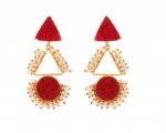 Indian Bollywood Faux Pearls Stone Dangle Drop Earrings Set for Women