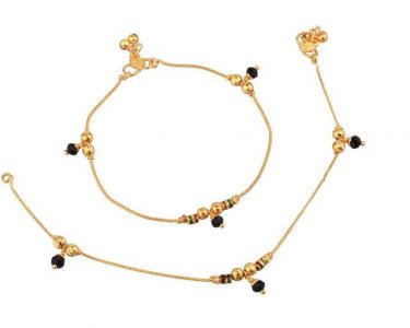 Indian Gold Tone Bell Charms Tassel Chain Anklet Payal Foot Jewelry