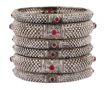 Indian Boho Vintage Oxidized Antique Jewelry Bangle Set for Women