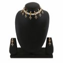 Indian Stylish CZ Faux Pearl Beaded Choker Necklace Earrings Jewelry
