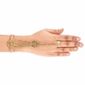Indian Bollywood CZ Finger Ring Link Chain Bracelet Hand Jewelry